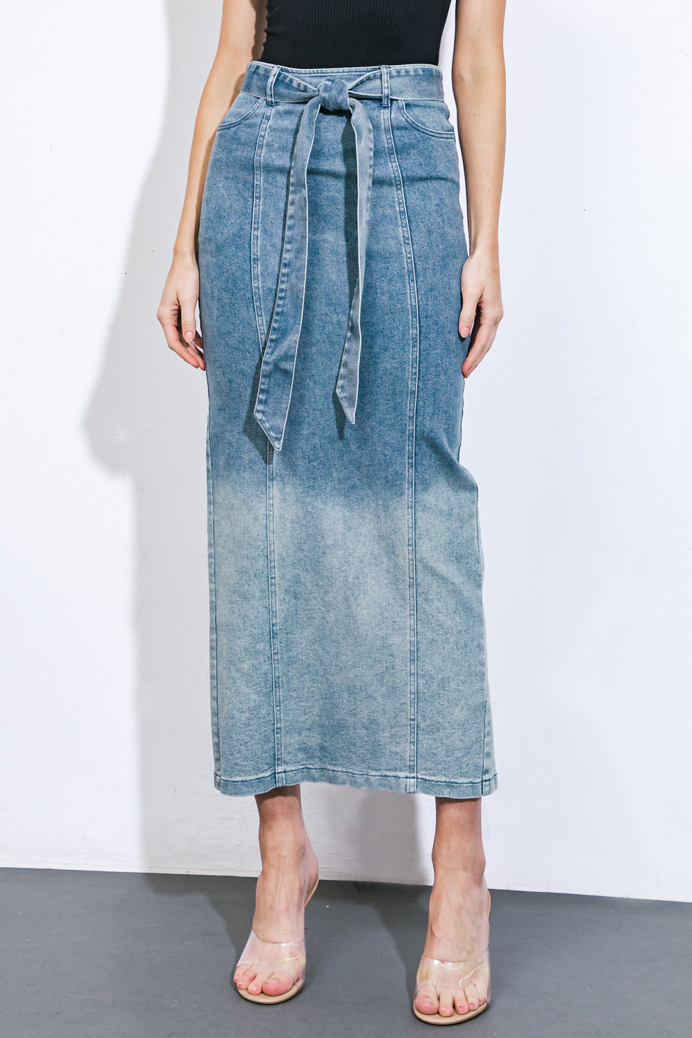 THE GRASS IS GREENER DENIM MIDI SKIRT - MaraFormigone