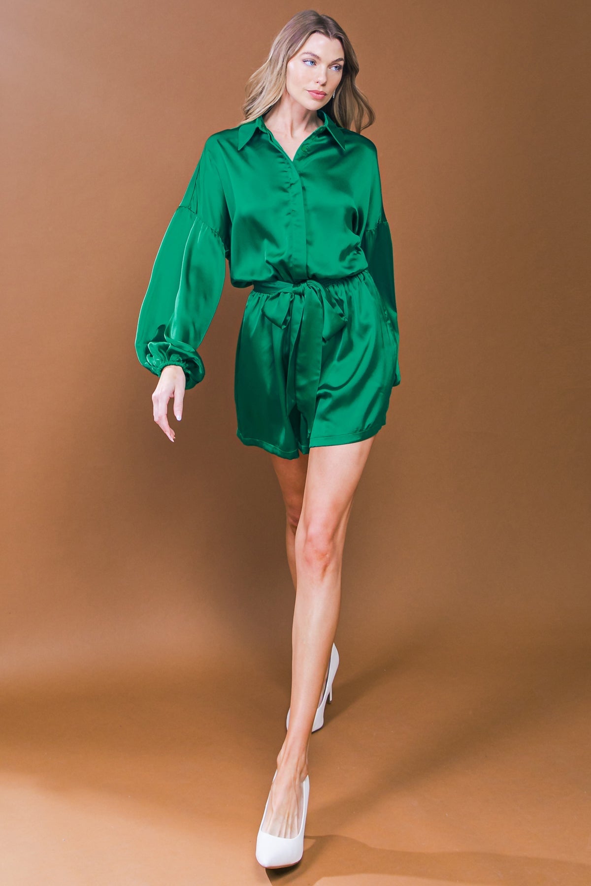 CELEBRATION TIME WOVEN SATIN ROMPER - MaraFormigone