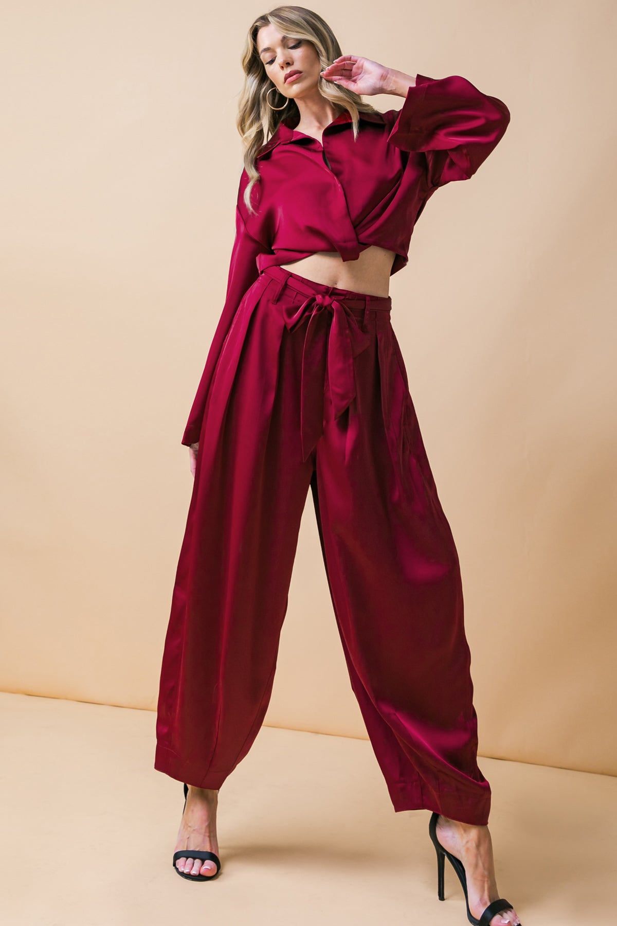 POWERFUL CHARM WOVEN SATIN PANTS - MaraFormigone
