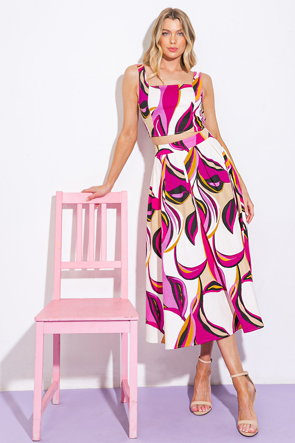 COCKTAIL CLUB WOVEN TWILL TOP AND SKIRT - MaraFormigone