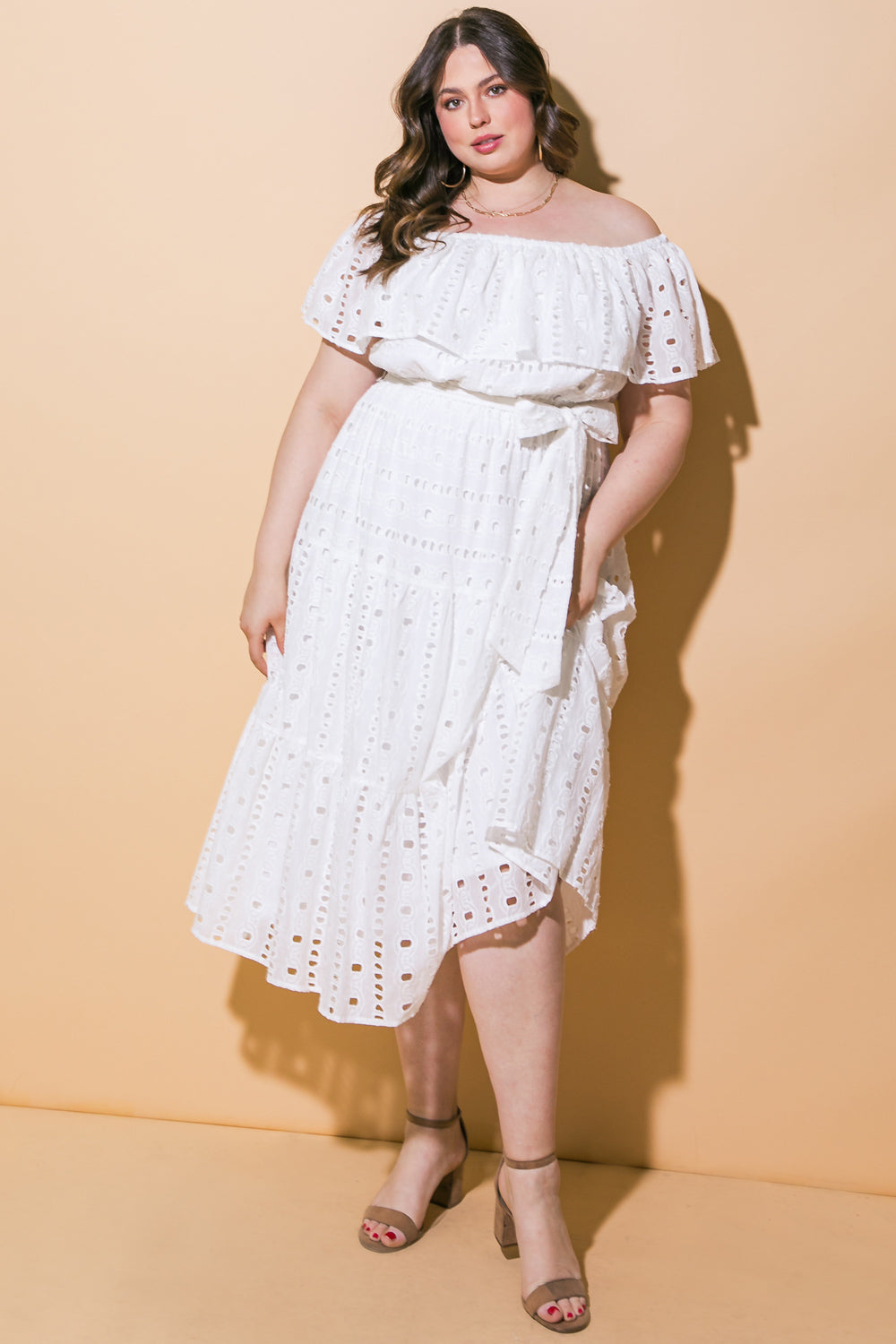 CATCHING MY BREATH EYELET MIDI DRESS - MaraFormigone