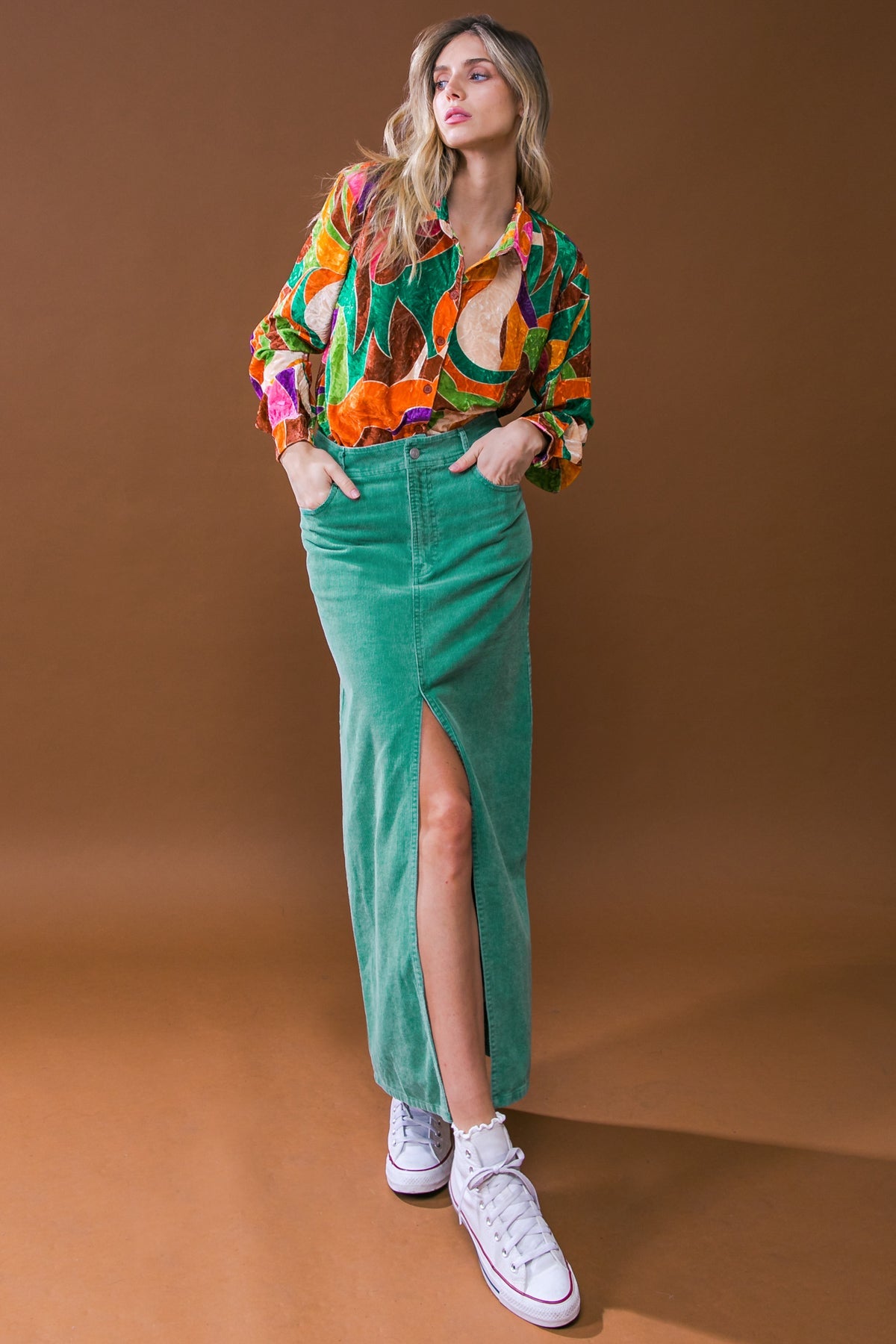 FALDA MIDI DE PANA PERFECT PICK