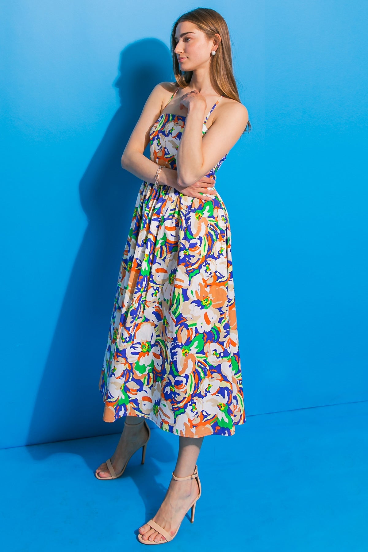 VESTIDO MIDI DE POPELINA SWING ME AROUND