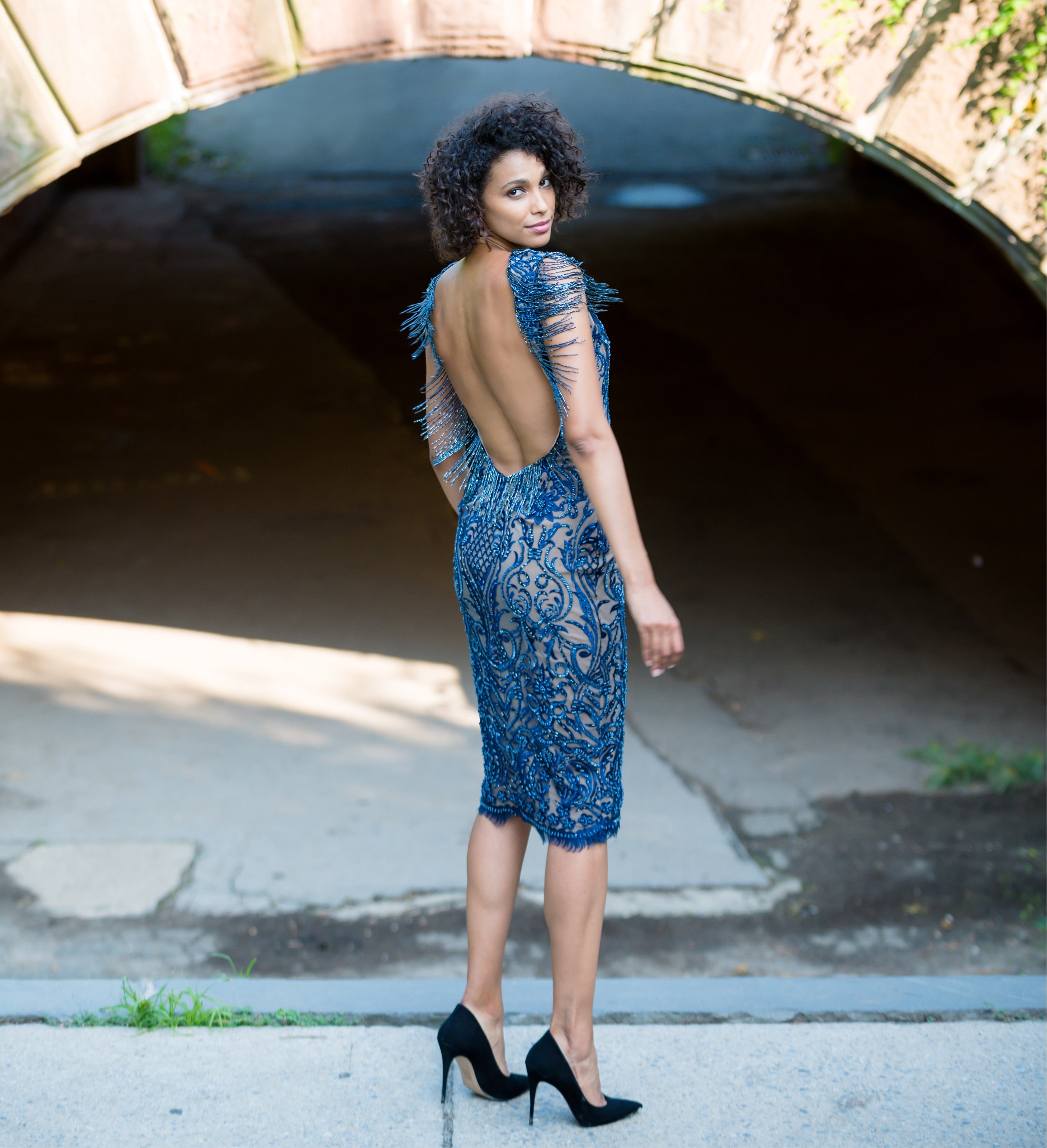 The Boat Neck Beaded Fringe Sheath Classic - MaraFormigone