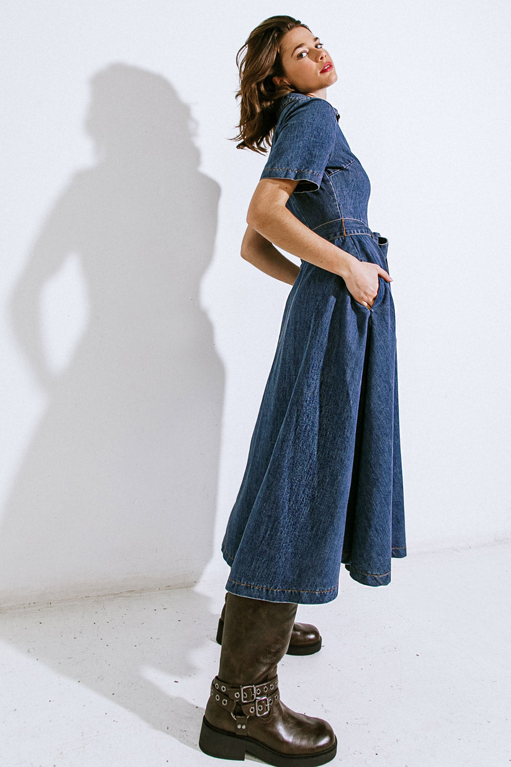 DAY IN THE LIFE DENIM MIDI DRESS - MaraFormigone