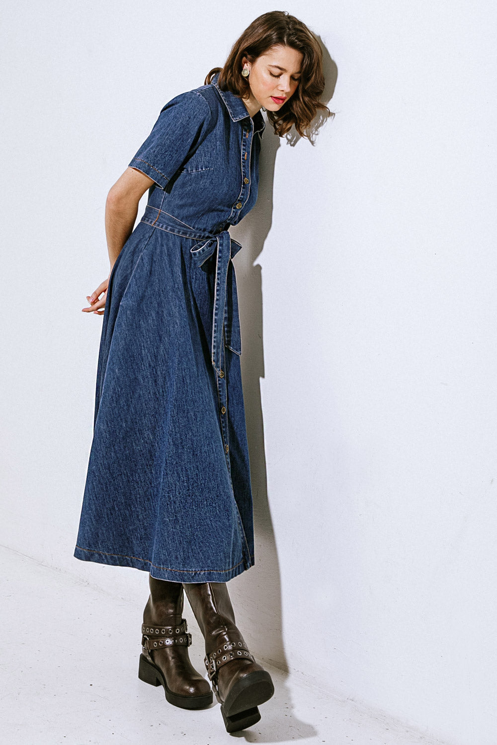 DAY IN THE LIFE DENIM MIDI DRESS - MaraFormigone