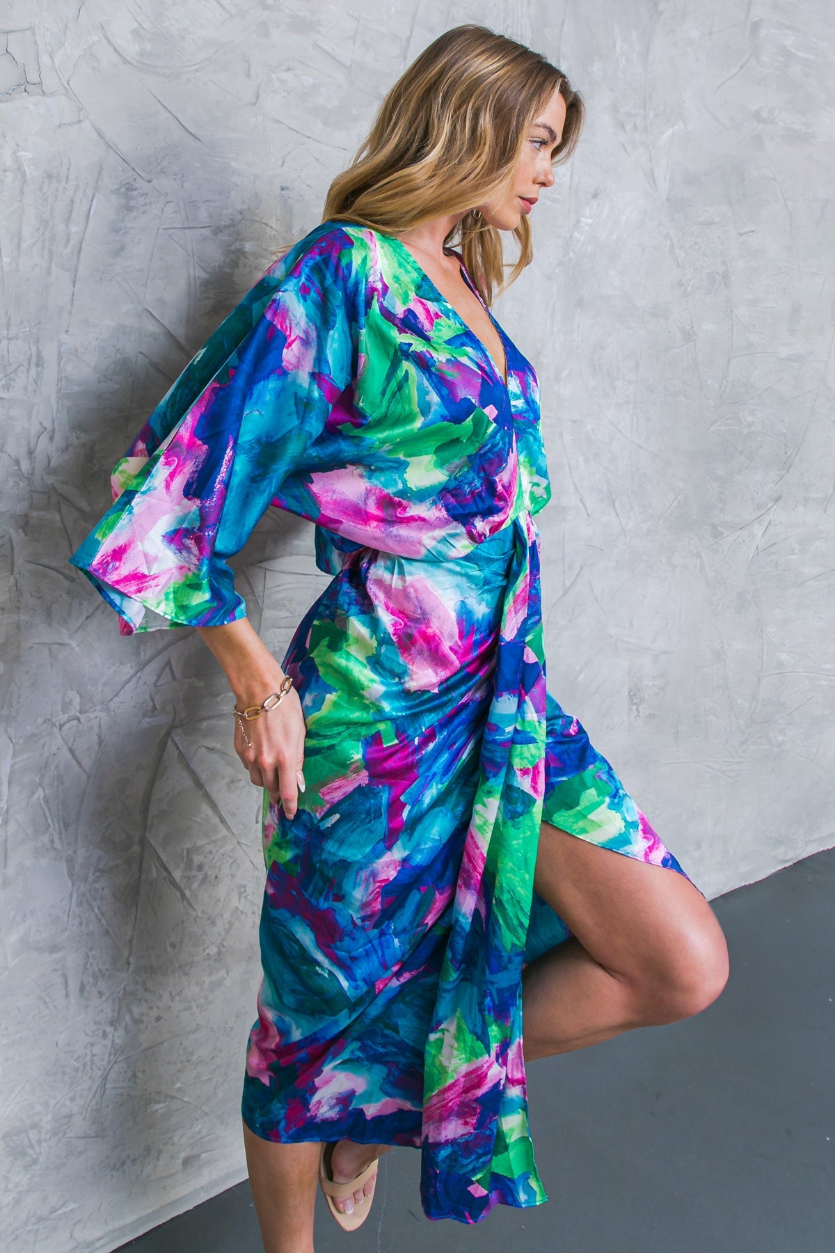 ON THE HORIZON WOVEN SATIN MIDI DRESS - MaraFormigone