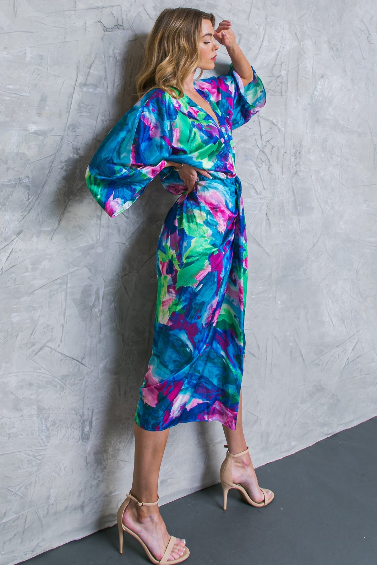 ON THE HORIZON WOVEN SATIN MIDI DRESS - MaraFormigone