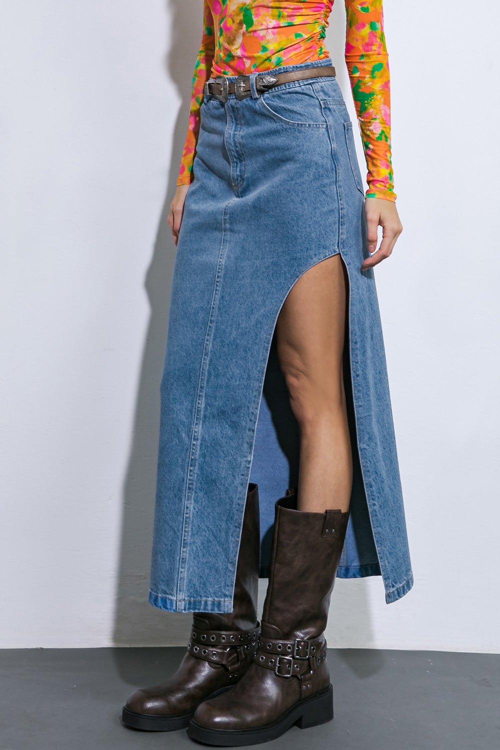 KEEP SHINING DENIM MIDI SKIRT - MaraFormigone