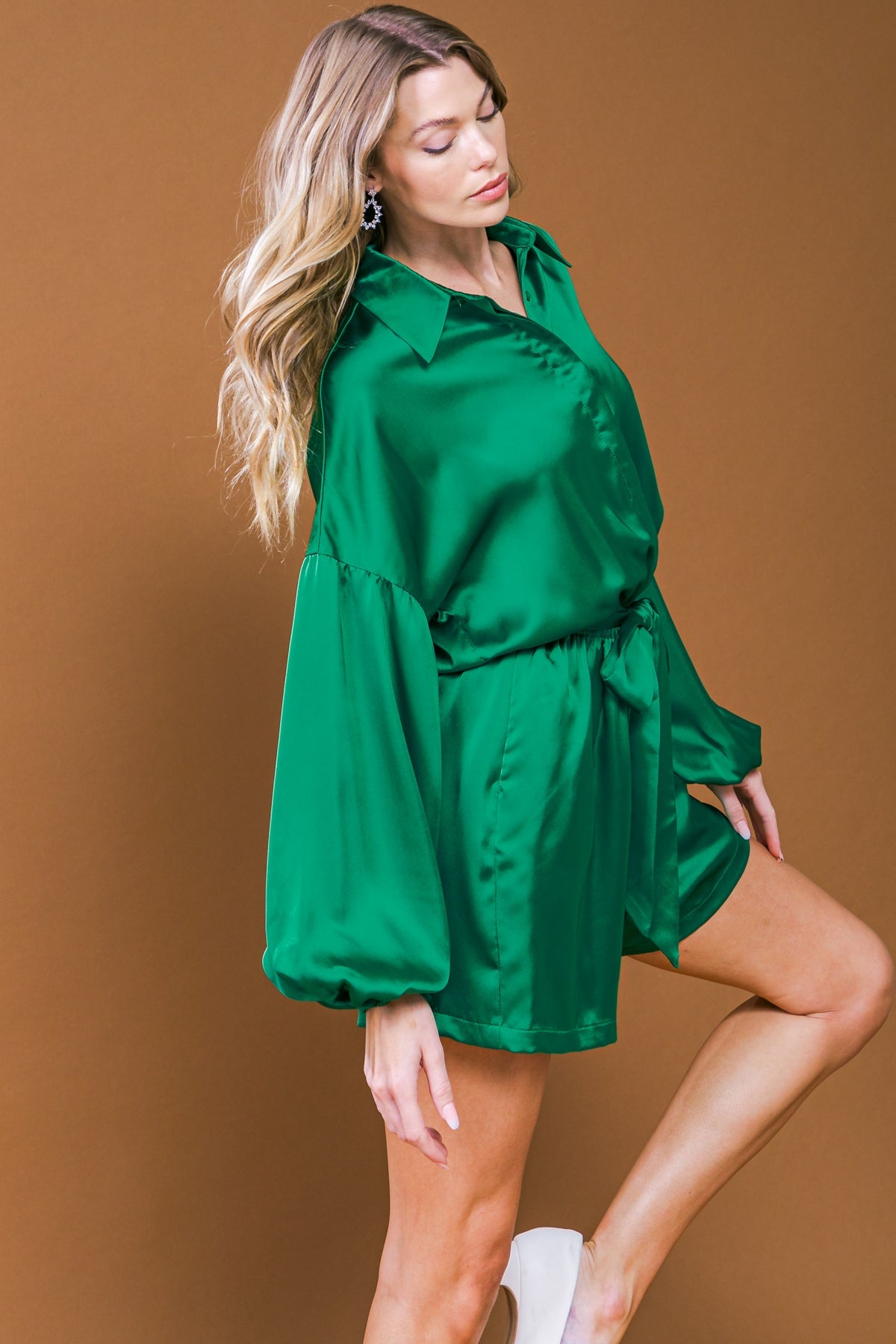 CELEBRATION TIME WOVEN SATIN ROMPER - MaraFormigone