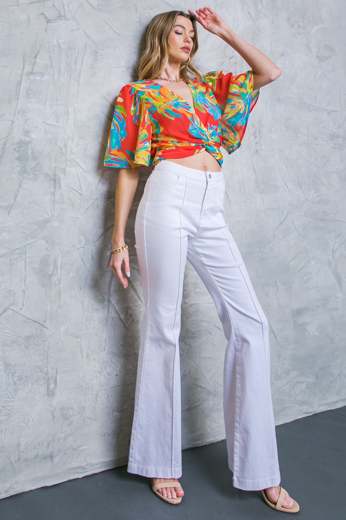 HERE FOR FUN RED WOVEN TOP - MaraFormigone