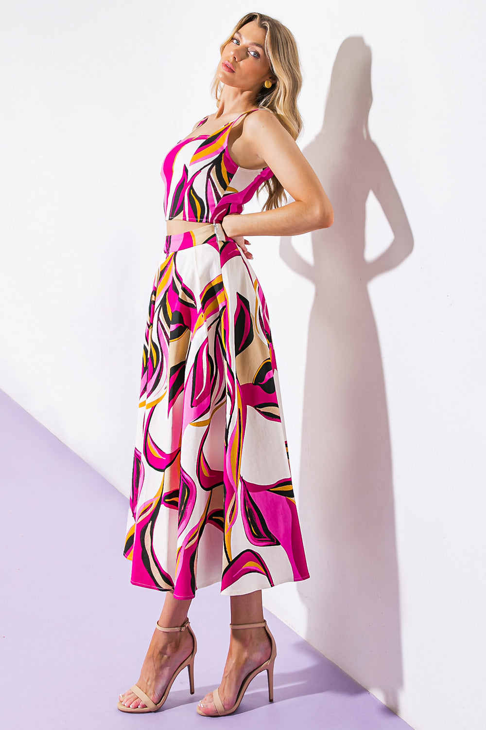 COCKTAIL CLUB WOVEN TWILL TOP AND SKIRT - MaraFormigone