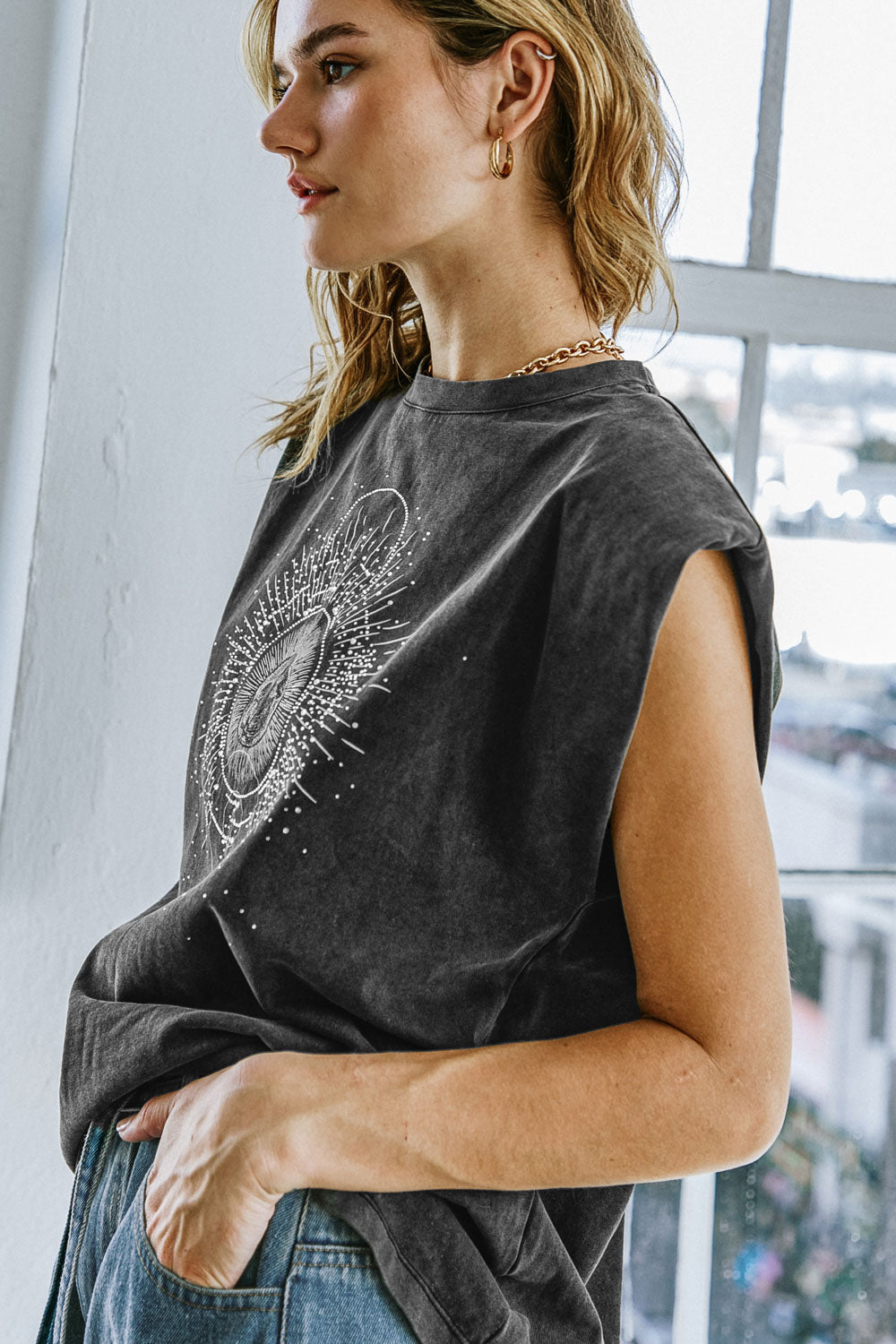 BLUSA DE MALHA LAVADA "MEUS PRÓPRIOS PLANOS"