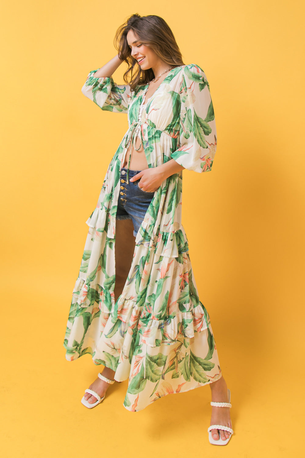 EASY DAYS FLORAL MAXI KIMONO TOP - MaraFormigone