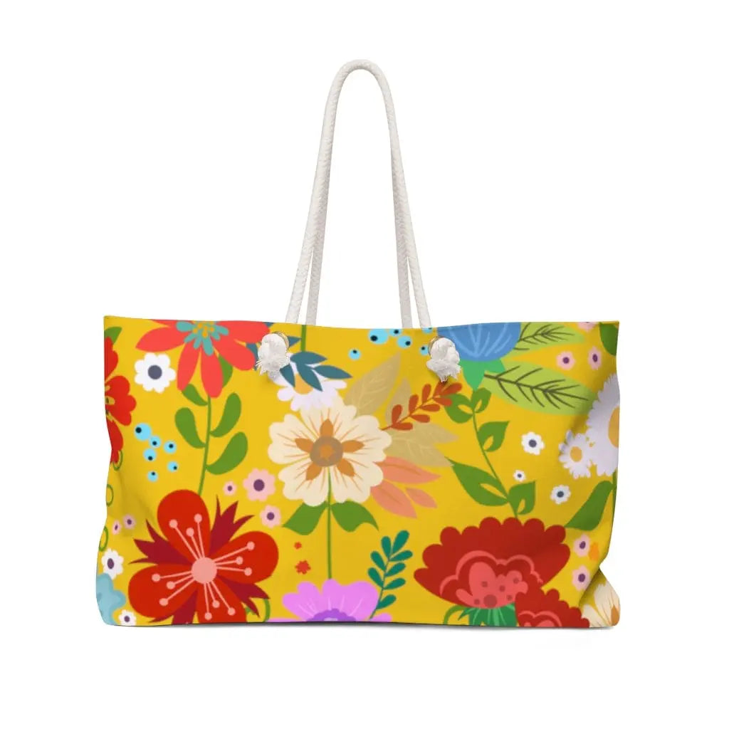 Weekender Tote Bag - Floral Print - Yellow-0