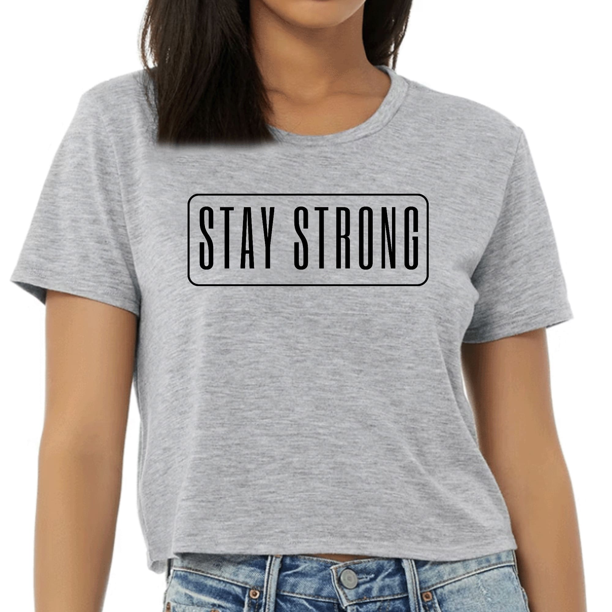 Womens Cropped Graphic T-shirt - Stay Strong Print-3