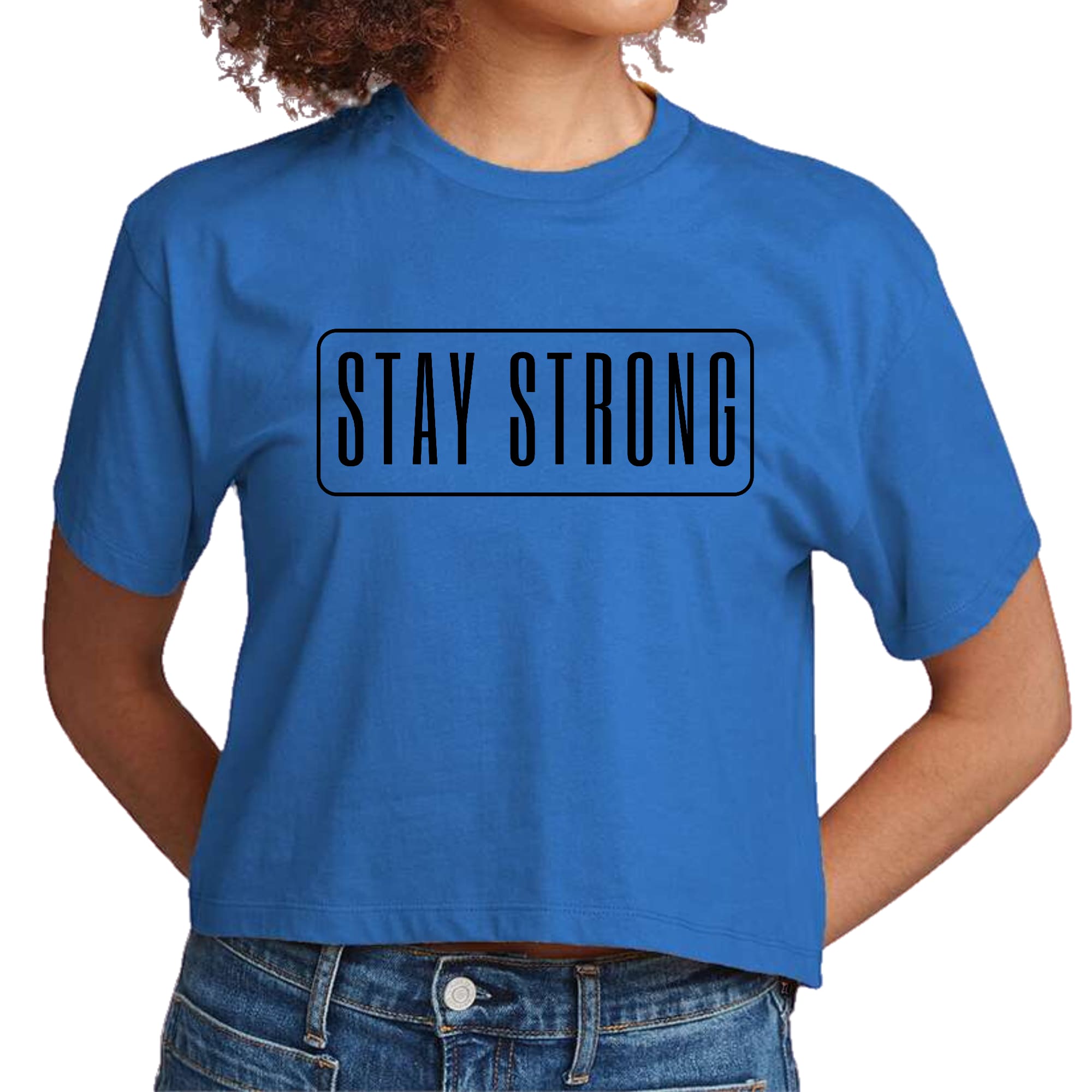 Womens Cropped Graphic T-shirt - Stay Strong Print-2